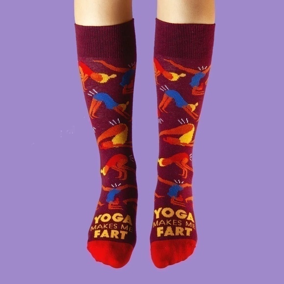 NWT FREAKER USA SOCKS- YOGA MAKES ME FART - Picture 2 of 3